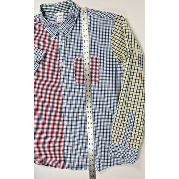 Brooks Brothers Mens XL Patchwork Check Button Down Shirt Multicolor Gingham - Picture 11 of 16